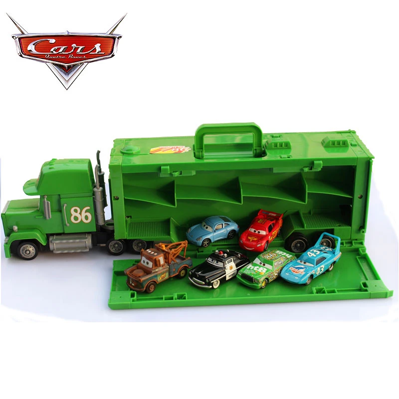 Disney Pixar 3 Dėdė McQueen ir Jauniklį Hicks sunkvežimio modelis gali sutalpinti automobilio transportavimo talpyklos sunkvežimių žaislas vaikams, žaislų, dovanų