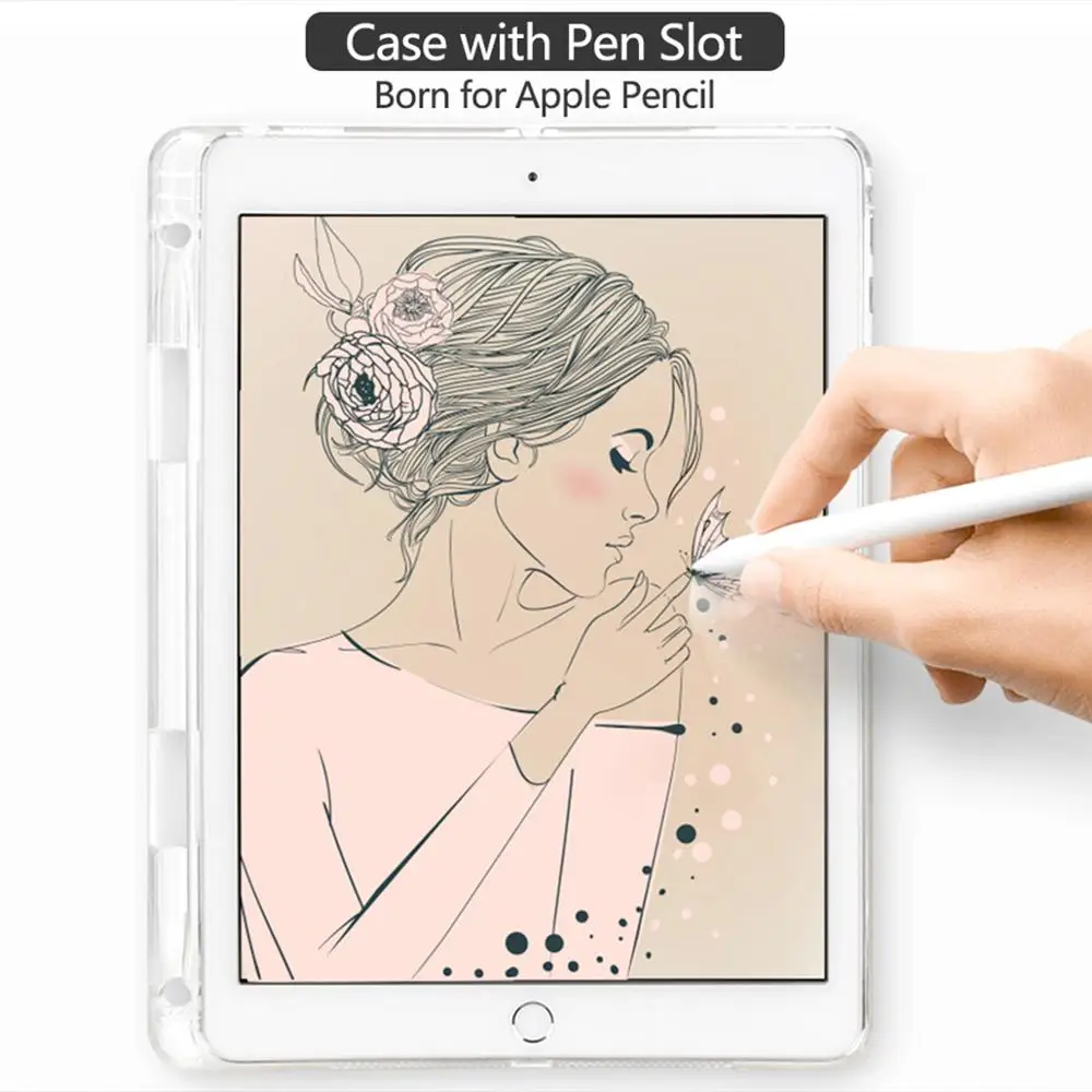 Abstrakčios Linijos Veido iPad 4 Oro Atveju Su Rašiklio Laikiklis Aišku, Minkštas Viršelis iPad 5-oji 6-oji 7-osios Kartos Mini 2 5 iPad 10.2 2020 m.