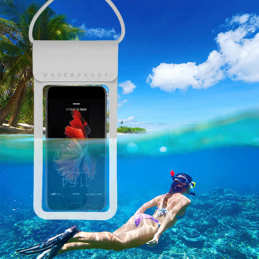 Vandeniui atsparus Telefonas Padengti Touchscreen mobiliųjų Telefonų Sausas Nardymo Maišelis Maišelis su Kaklo Dirželiu 