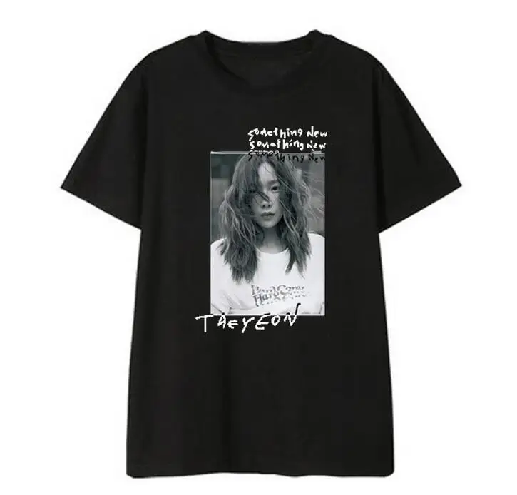 Kpop mergaičių karta taeyeon albumo viršelio patį spausdinimą, o neck t shirt vasaros unisex prarasti trumpomis rankovėmis t-shirt 2 stilius