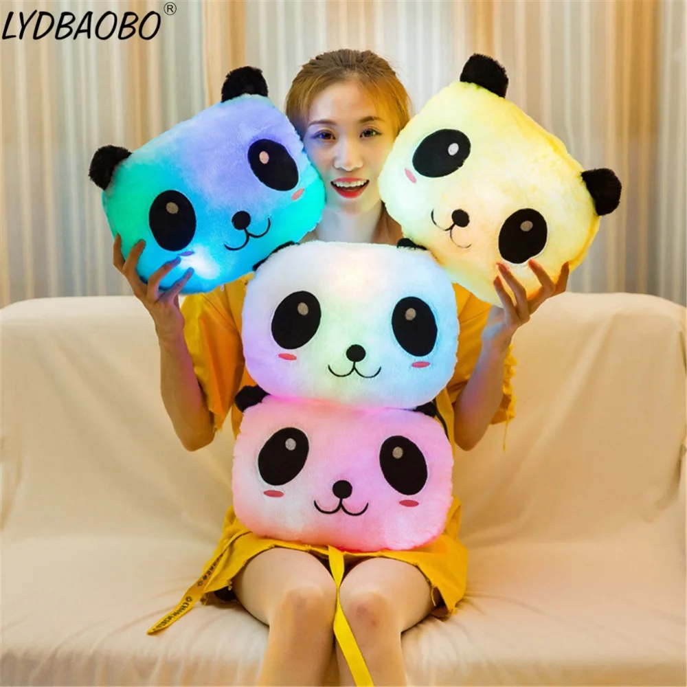 Kūrybinės Šviesos Pagalvę Panda Pagalvėlės, Spalvingą Žėrintis Kūdikiui Nuraminti Gyvūnų Pliušinis Lėlės Led Šviesos Žaislas Mergaitė Vaikams Kalėdų Dovanos
