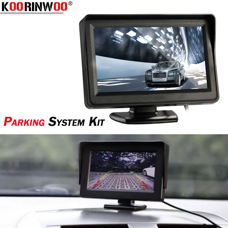Koorinwoo Universalus 2.4 G Bevielio 4.3 Colių Automobilių TFT LCD Ekranas Spalvingas Su Automobilio Galinio vaizdo Kamera, Atbulinės Atsarginės automobilių Stovėjimo aikštelė Padėti