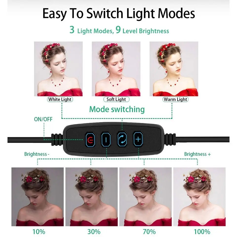 LED Žiedo Šviesos Lempos Bluetooth nuotolinio Reguliuojamas stalo Trikojo Selfie Fotografija Apšvietimo Telefono Ringlight Nuotrauka 