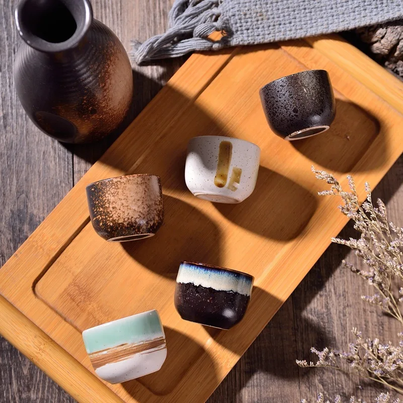Keramikinis Puodelis Japonų Stiliaus Vardan, Vyno Taurė Namų Kūrybos Kavos Puodeliai Tradicinių Retro Mažas Teacup Vertus Dažytos Keramikos Taurė