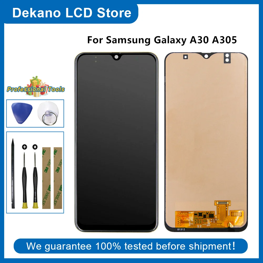 Mobiliųjų Telefonų Atsarginės dalys Samsung Galaxy A30 A305 A305/DS A305F A305FD A305A LCD Ekranas Jutiklinis Ekranas skaitmeninis keitiklis Stiklo Surinkimas