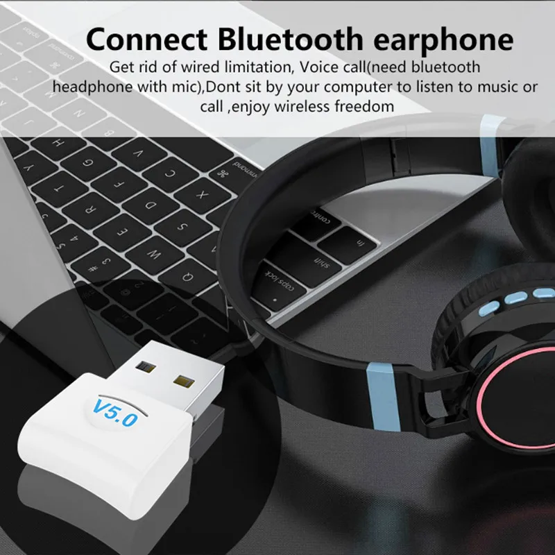 USB Bluetooth Dongle Adapterį 5.0 PC Kompiuterio Garsiakalbio Belaidės Pelės Ausinių ir 