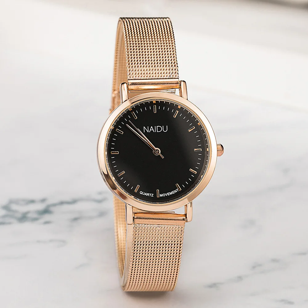 Rose Aukso Nerūdijančio Plieno Moterų Laikrodžiai Mados Paprasta Moteris Kvarco Žiūrėti 2019 Ponios Atsitiktinis Laikrodžius, Kurių Akies Dirželiu Laikrodis