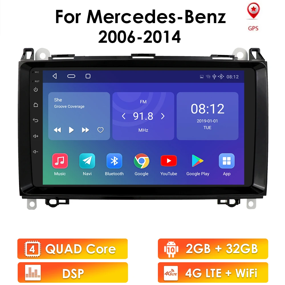 Android 10.0 Automobilio multimedijos Grotuvas, Navigacija, GPS radijo Mercedes Benz B200 A B Klasės W169 W245 Viano Vito W639 Sprinter W906