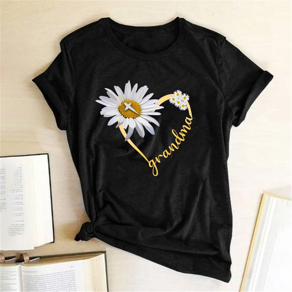 Daisy Širdies Močiutė Spausdinimas marškinėliai Moterims Vasaros 2020 Marškinėlius Moteris 