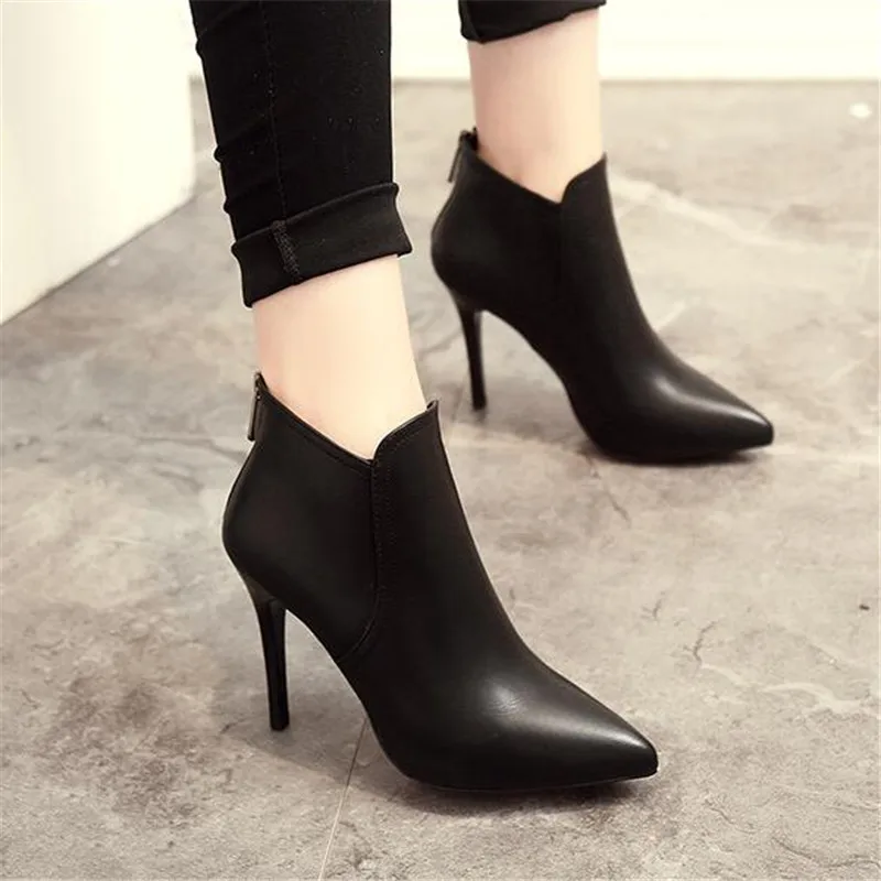 Moterų mados patogus black pu odos batai lady kietas rudenį & žiemos aukšto kulno martin batai botas