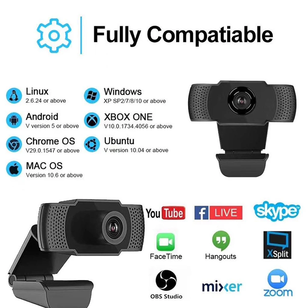 1080P HD USB Kamera Mini Kompiuteris PC WebCamera Vairuotojas-Nemokamai įmontuotas Dvigubas Mikrofonas-Live Transliacijos Vaizdo skambučius Konferencija