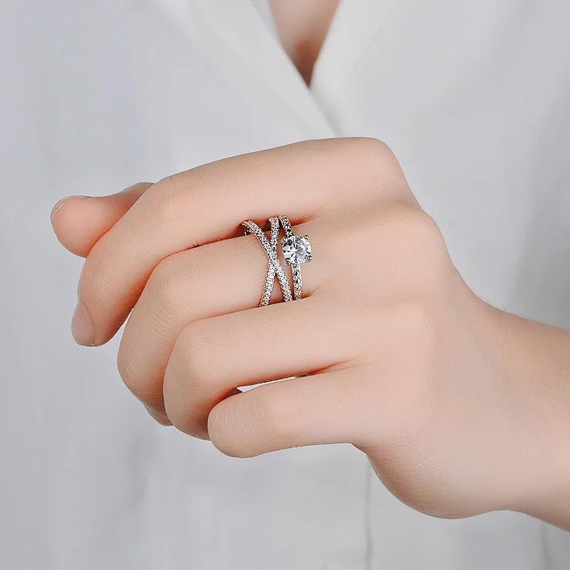 925 sterlingas sidabro 2020 m. naujo dizaino kryžiaus mados dalyvavimas vestuvinį žiedą, moterims mergina jubiliejų dovana, papuošalai R5032