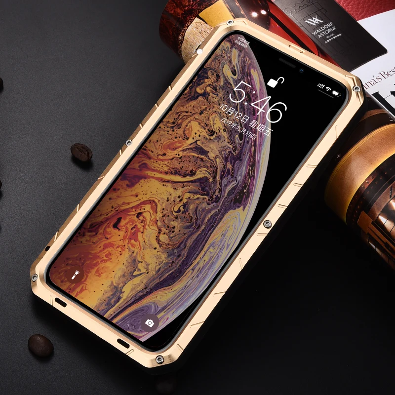 Patikima Atveju iPhone XS MAX Prabanga atsparus smūgiams Aliuminio Metalo ir Gumos Hibridinių Standžiųjų Šarvai Atveju iPhone XR/ X XS/ XS MAX dangos