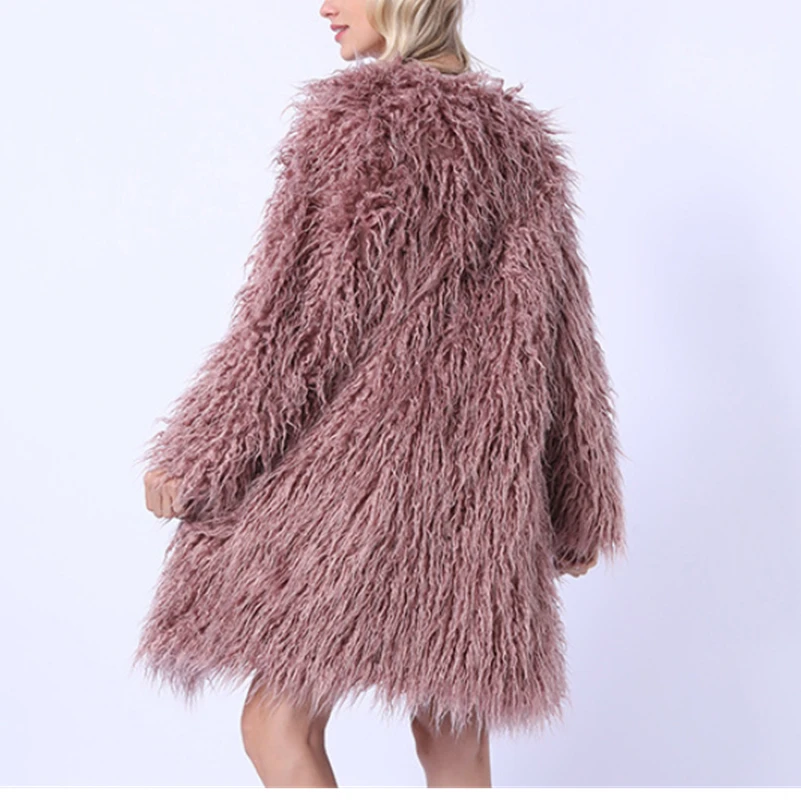 Moterų 2020 M. Spalvinga Furry Ilgomis Rankovėmis Dirbtiniais Kailių Paltai Rudenį, Žiemą Moteris, Kailiniai Paltai Striukės Storas Šiltas Dirbtiniais Fox Fur Shaggy Striukė