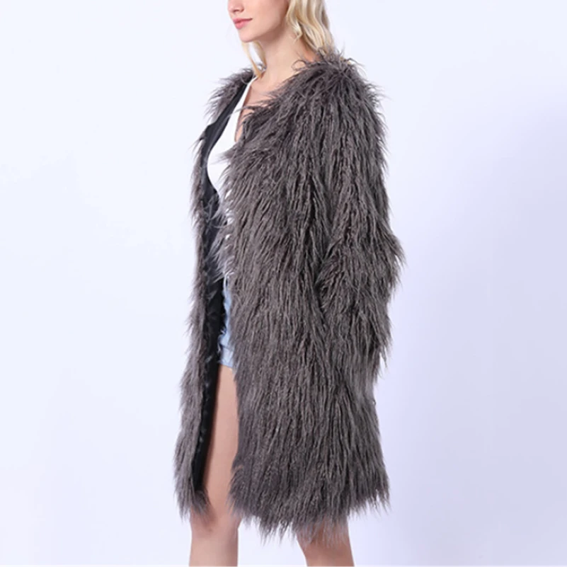 Moterų 2020 M. Spalvinga Furry Ilgomis Rankovėmis Dirbtiniais Kailių Paltai Rudenį, Žiemą Moteris, Kailiniai Paltai Striukės Storas Šiltas Dirbtiniais Fox Fur Shaggy Striukė