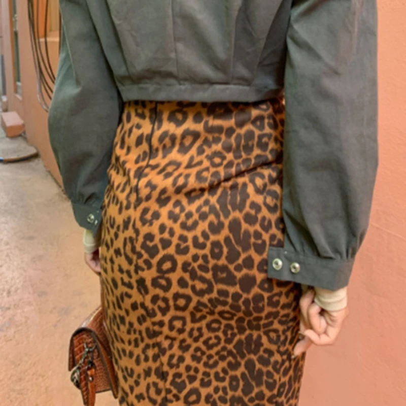 Julissa Mo Leopardas Spausdinti Aukšto Liemens Sijonas Moterims 2020 Split-Line Trumpa Mini Suknelė Seksualus Liesas Streetwear Ponios Šalies Sijonas