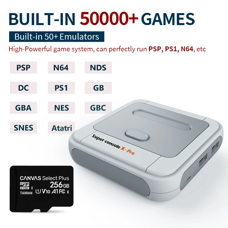 Super Konsolės X Pro S905X HD WiFi Išėjimo Mini TV Vaizdo Žaidimų Žaidėjas PSP/PS1/N64/DC Žaidimai Dviguba Sistema Built-in 50000+ Žaidimai
