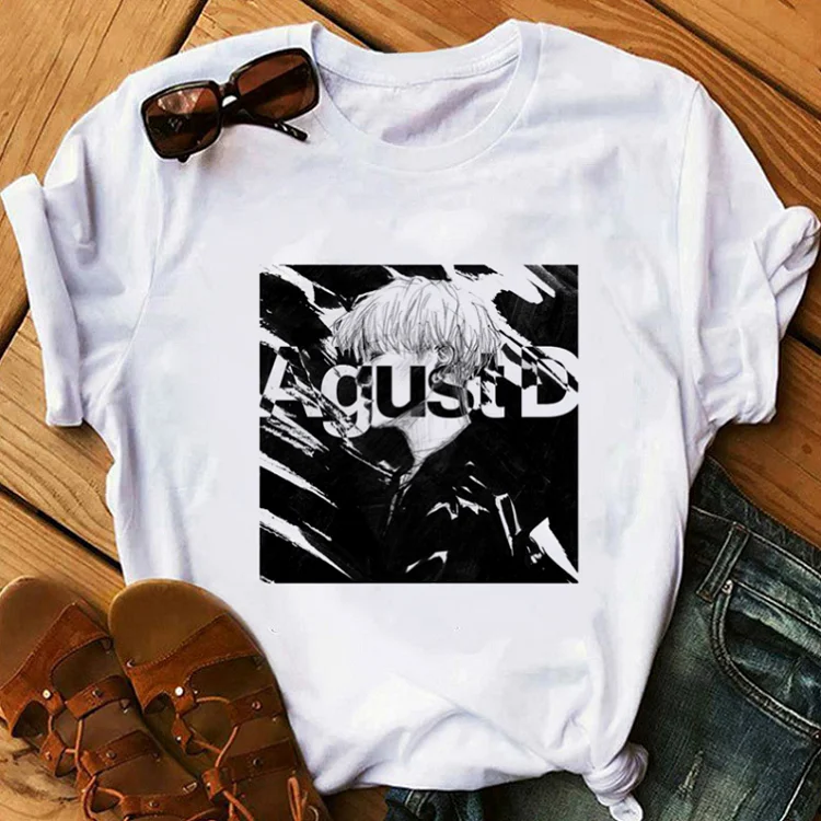 2020 Naujų Moterų, Moterų Agust D T-shirt Juokinga Art Print T-Shirt Harajuku Tshirts Vasaros Grafinis Tees Moterų Viršūnių Lašas laivybos