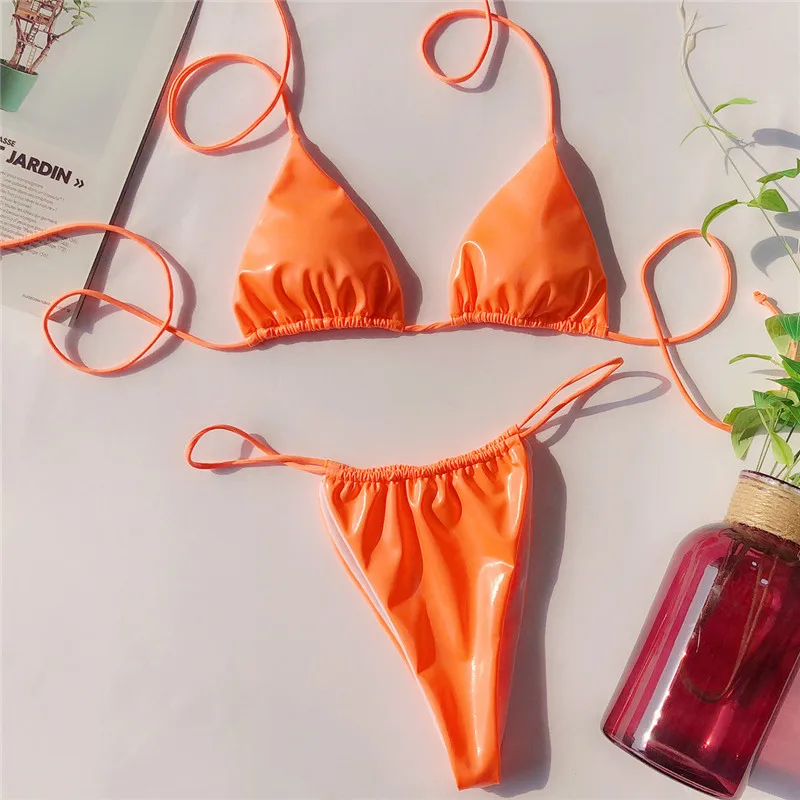 Trikampis Brazilijos thong bikini komplektas Apynasrio neon maudymosi kostiumėliai moterims 2019 m. Vasaros maudymosi kostiumą Ekstremalių Micro maudymosi kostiumėlį moteris biquini