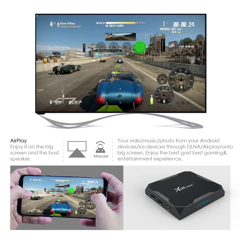 Android 9.0 Smart TV Box X96 Max Plius Amlogic S905x3 8K Media Player 4GB 32GB/64GB Set top Box, 