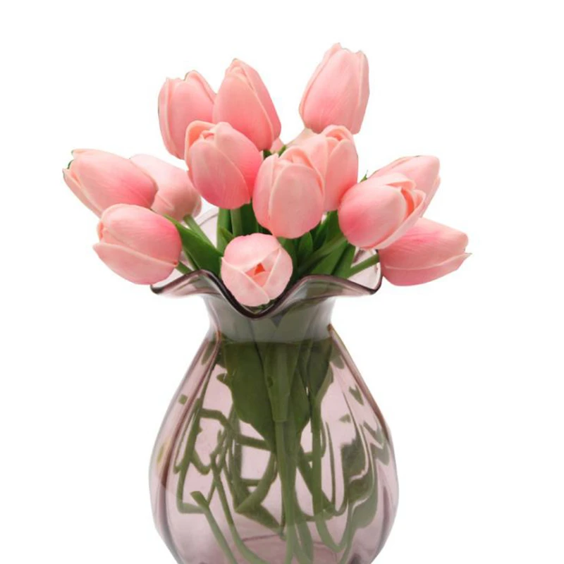 10vnt Tulpių Dirbtinių Gėlių PU Nekilnojamojo Touch Puokštė Netikrą Gėlės, Vestuvių Dekoravimas Pavasarį Grupė 