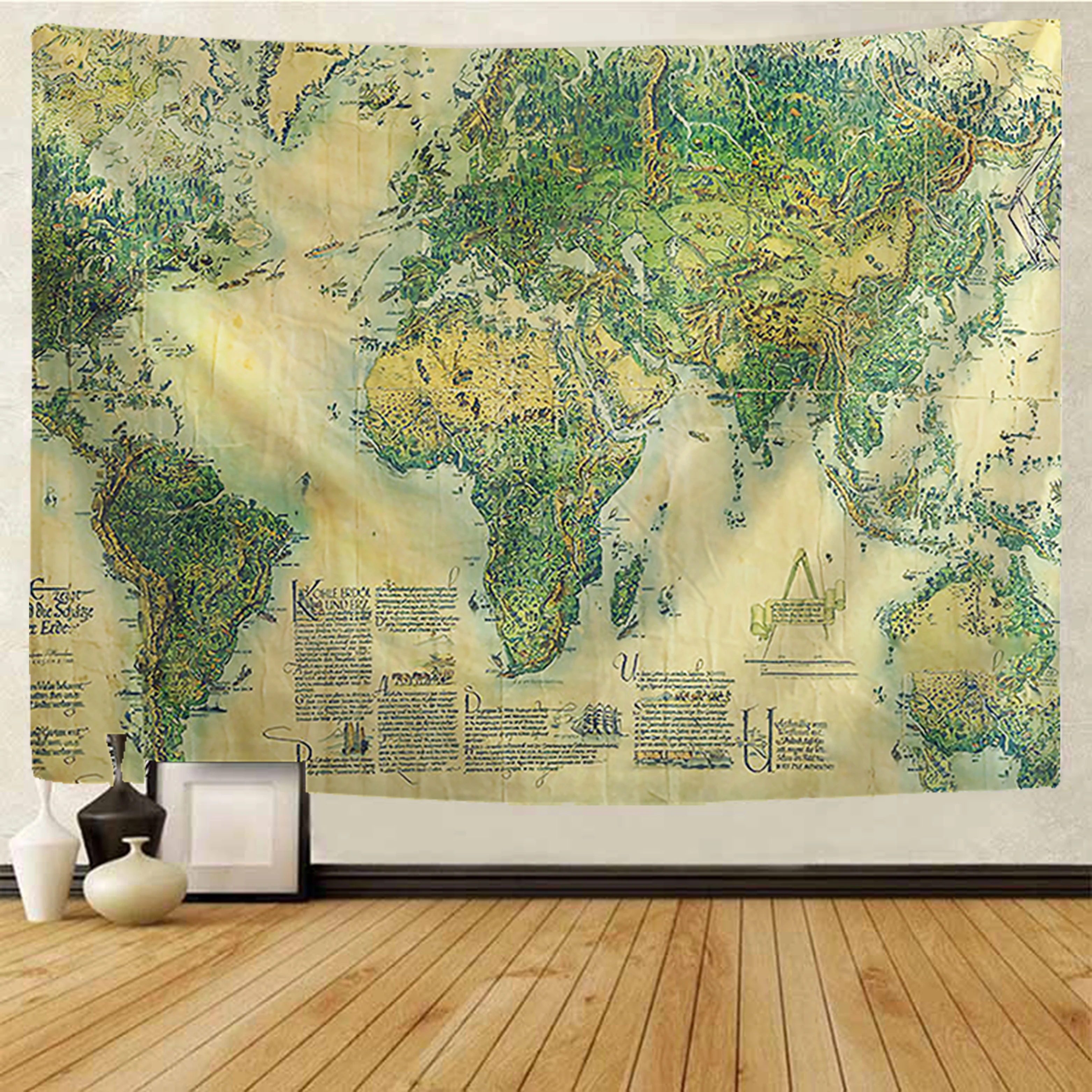 Retro pasaulio žemėlapyje gobelenas Mandala gobelenas sienų medžiaga Bohemijos apdailos jogos kilimėlis Hipių namų puošybai