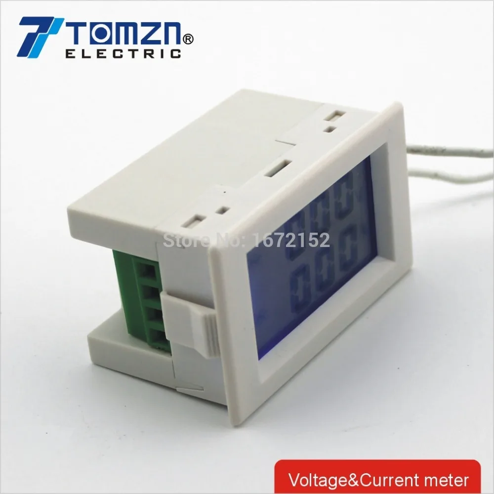 Dual LCD ekranas DC Įtampos ir srovės matuoklis voltmeter ammeter asortimentą DC 0-199.9 V, 0-10A Mėlynas apšvietimas