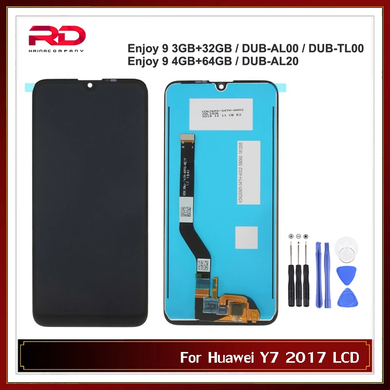 Originalus Y7 2019 DUB-LX1 LCD Huawei Y7 2019 LCD Ekranas Jutiklinis Ekranas skaitmeninis keitiklis su karkaso konstrukcijos Pakeitimas 3G 32G