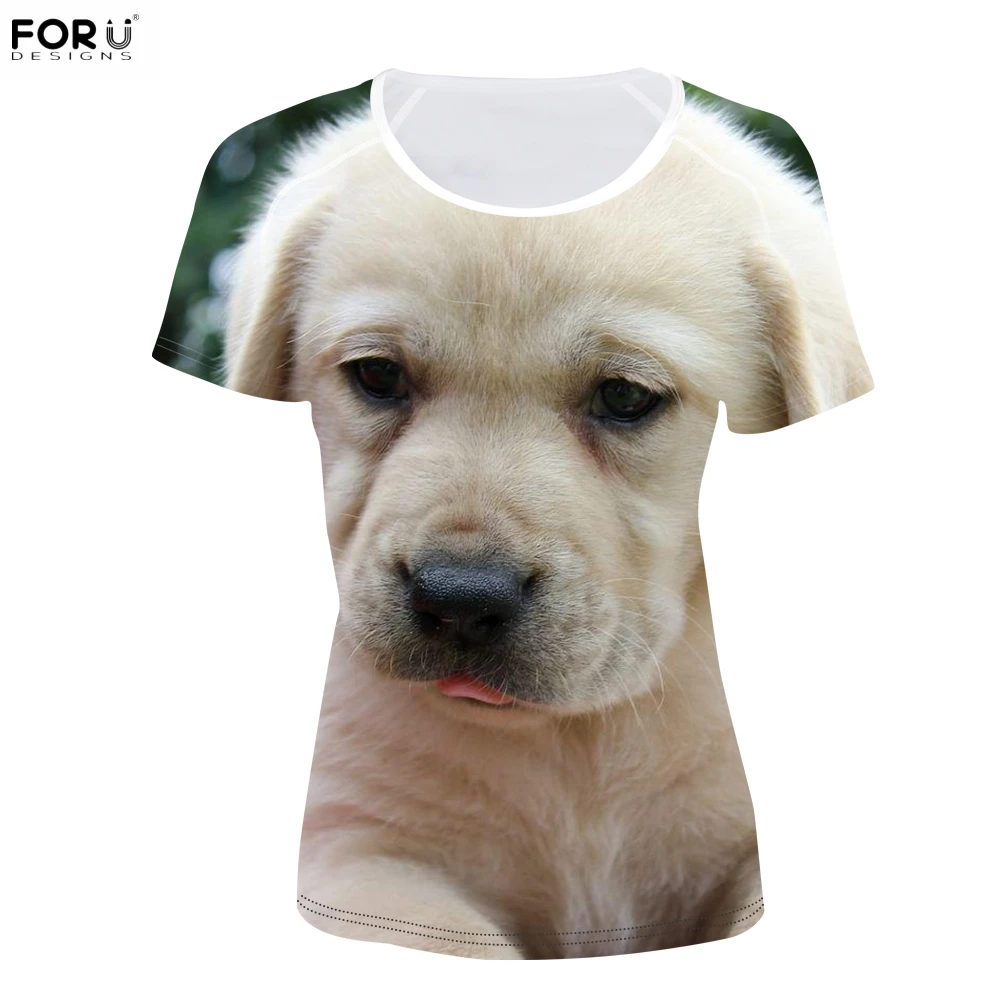 FORUDESIGNS Kawaii 3D Pet Šuo Labradoro Spausdinti Moterų Vasaros T Shirts Fitneso trumpomis Rankovėmis Viršūnes Tee Drabužių Mados Mergaičių Tshirts