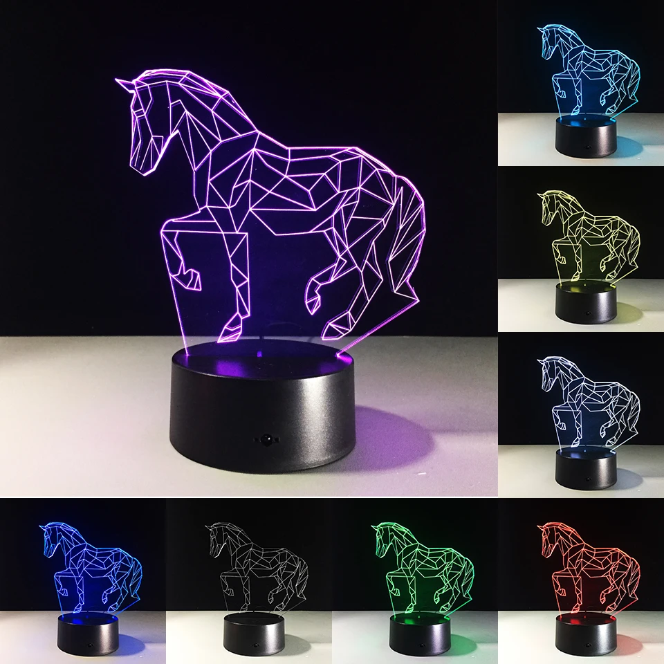 Chaohui Naujas 2019 3D LED Lempos Naktį Šviesos Vienaragis Arklys Miegamojo Dekoravimo, Dovanų Lampara Kūrybos Festerval Vaikas, Gimtadienio Dovana