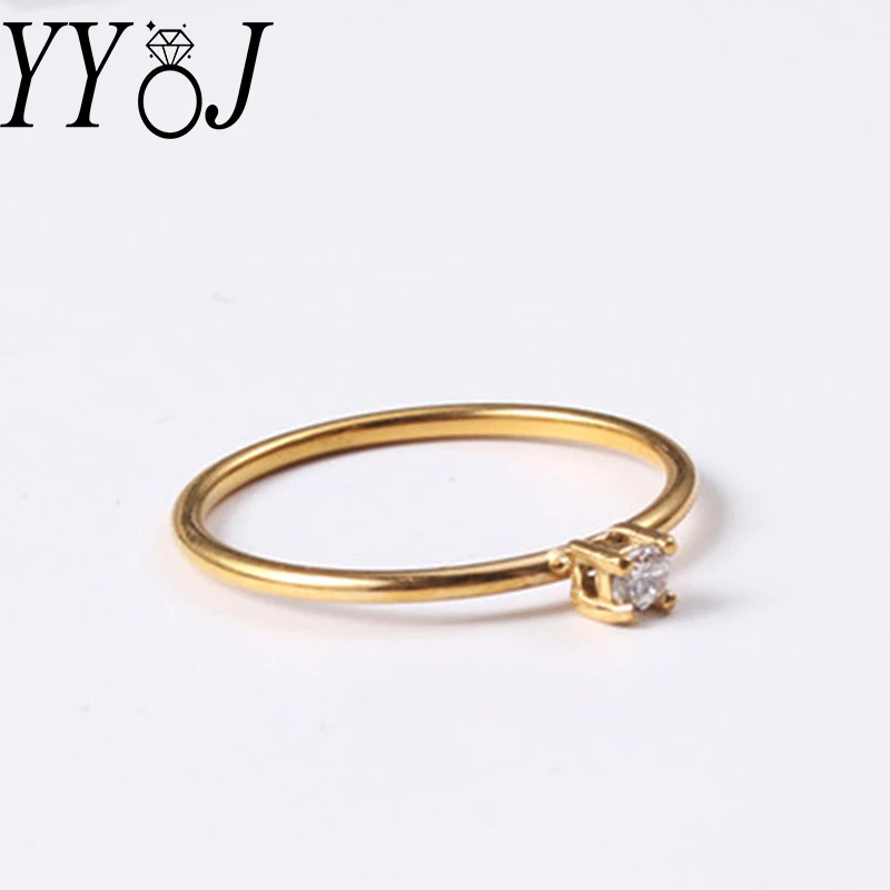 Kubinių Zirconia super plonas aukso vestuvinis žiedas moterims, nerūdijančio plieno elegantiškas minimalistinio pinky mados žiedas