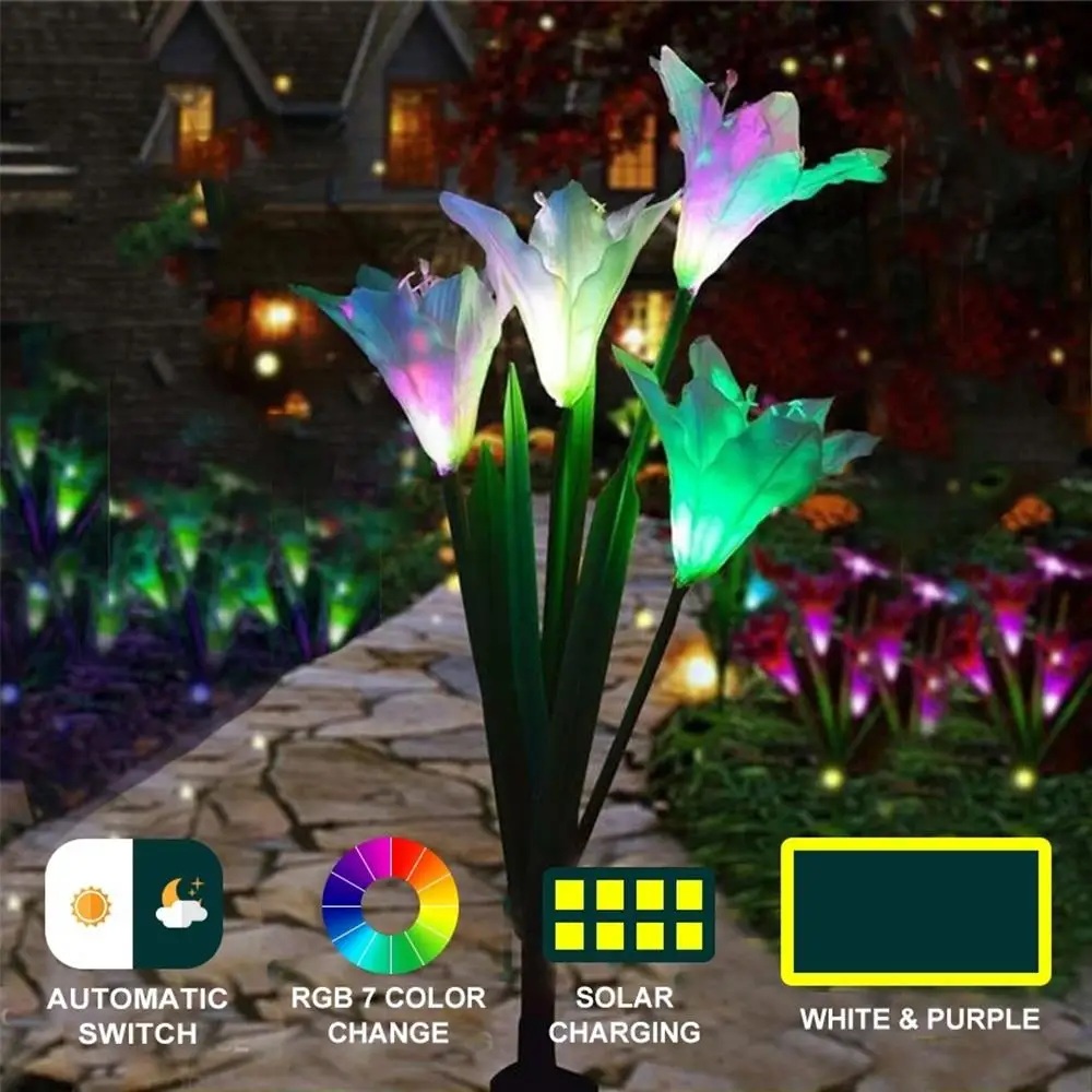 Sodo Lempos Šviesos Lily Saulės LED Lauko Apdailos Veja Šviesos Kraštovaizdžio Lempos Gėlių Sodas Dovana Gražus Vandeniui
