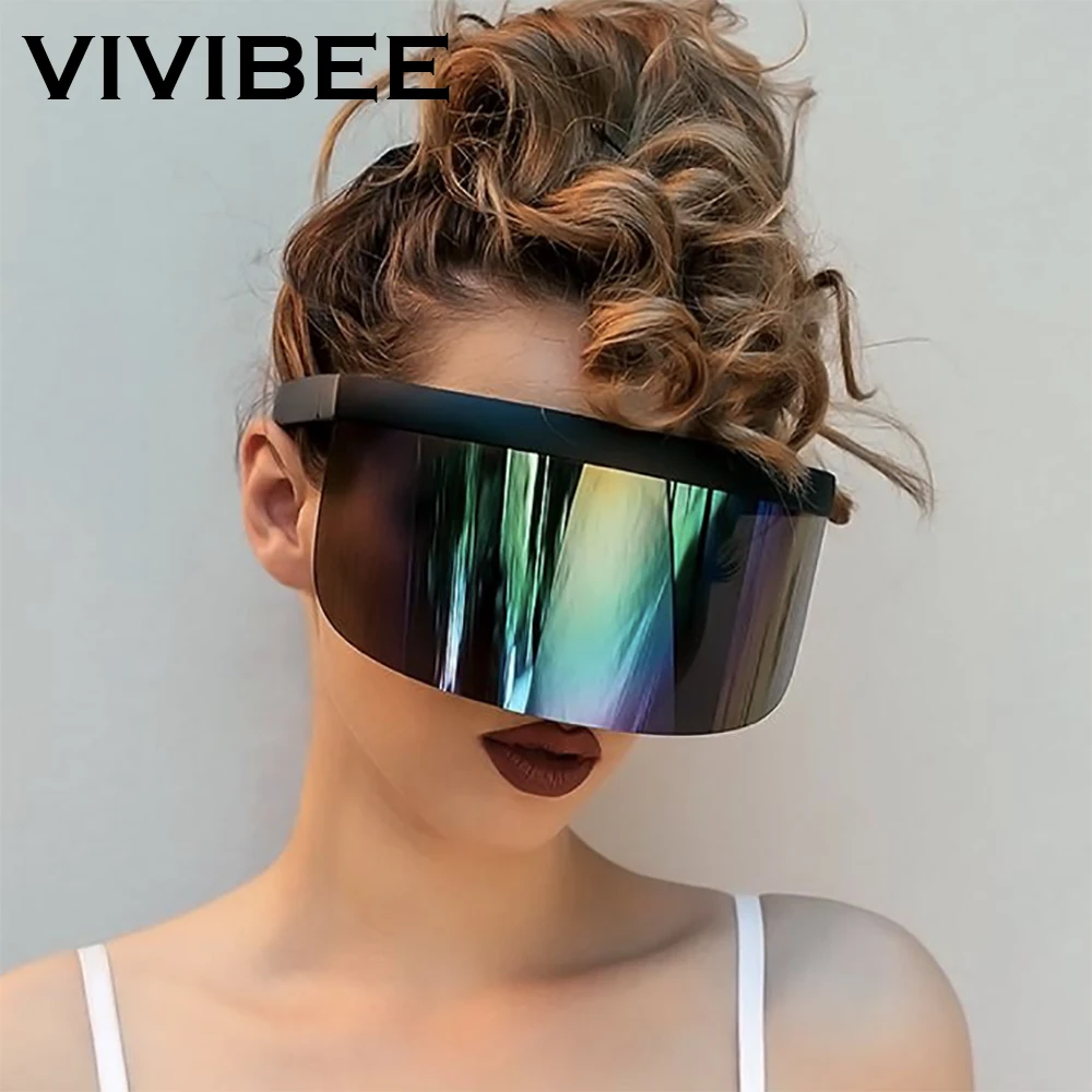 VIVIBEE Nicki Minaj Moterų Skydelis Akiniai nuo saulės 2021 Tendencijos Produkto Veidrodis Įdomus Saulės Akiniai UV400 Mados Atspalvių