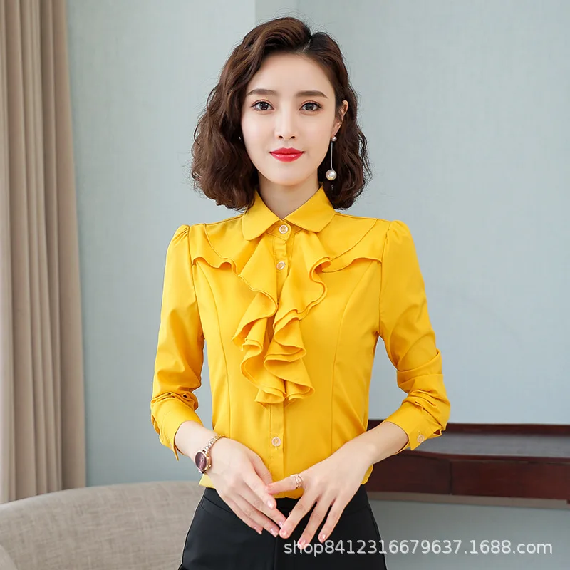 Korėjos Mados Šifono Moterims Palaidinės Office Lady Marškinėliai ir Palaidinės Blusas Largas Plius Dydis XXXL/5XL Moterų Viršūnes ir Palaidinės