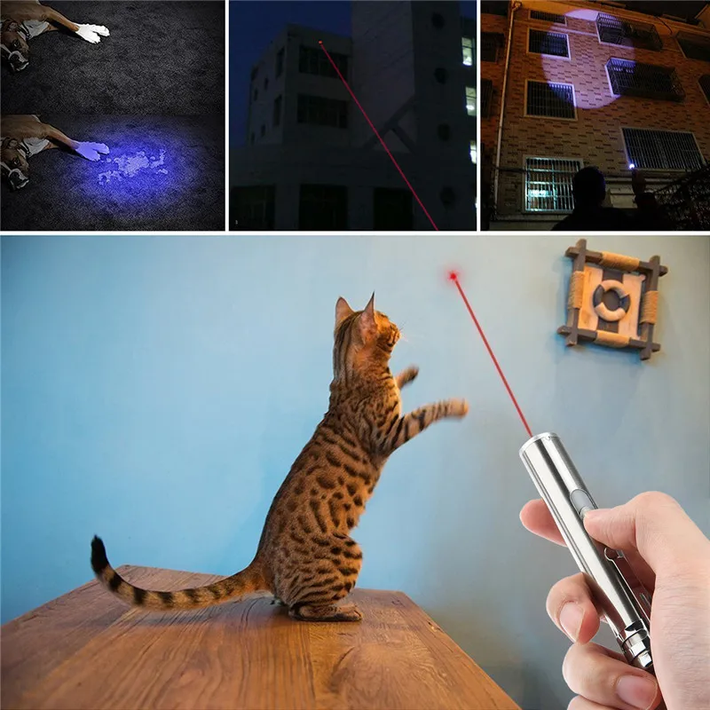3 1. Lazerinis Žymeklis LED Žibintuvėlis Katėms Pet Mokymo Priemonė USB Įkrovimo UV Flashlamp LED Blykstė Mini Lanterna Lempos