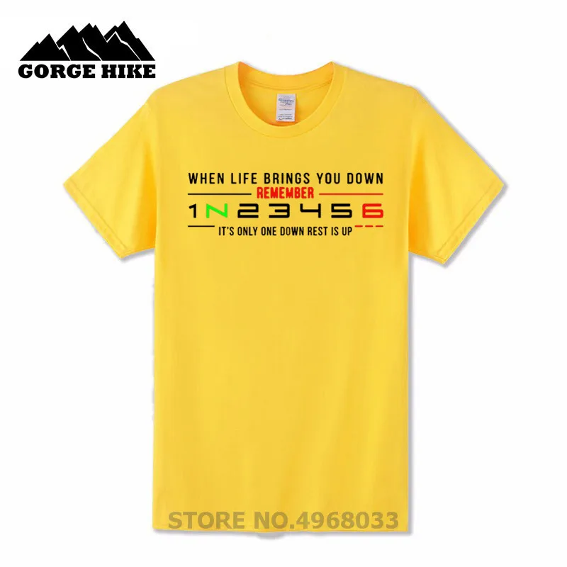 Populiariausių motociklo tshift Tee Marškinėliai vyriški Apvalios Kaklo Karšto T-Shirt, kai gyvenimas atneša jums žemyn 1N23456 T marškiniai plius dydis XXXL