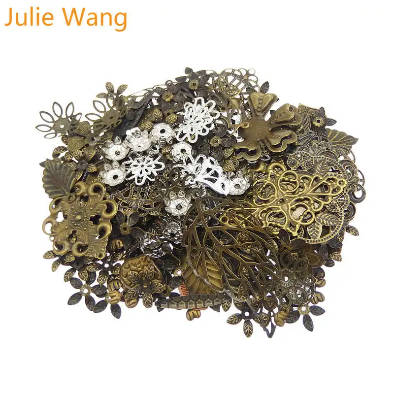 Julie Wang 50g/Pak Derliaus Mišrių Gėlių Lapų Antikvariniai Spalvos Geležies Žavesio Karoliai Pakabučiai Radiniai Juvelyrika Priėmimo Priedų
