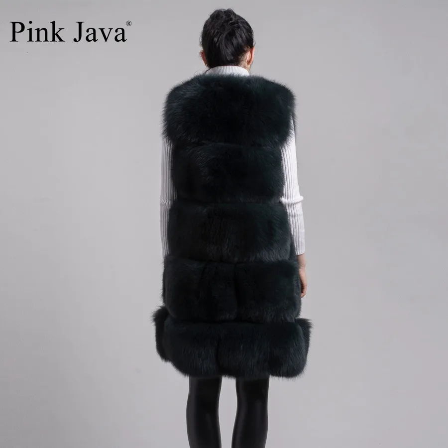 Rožinė java QC8034 2016 naują atvykimo aukštos kokybės natūralaus lapės kailio ilgio liemenė žiemos moterys storio fox fur coat NEMOKAMAS PRISTATYMAS