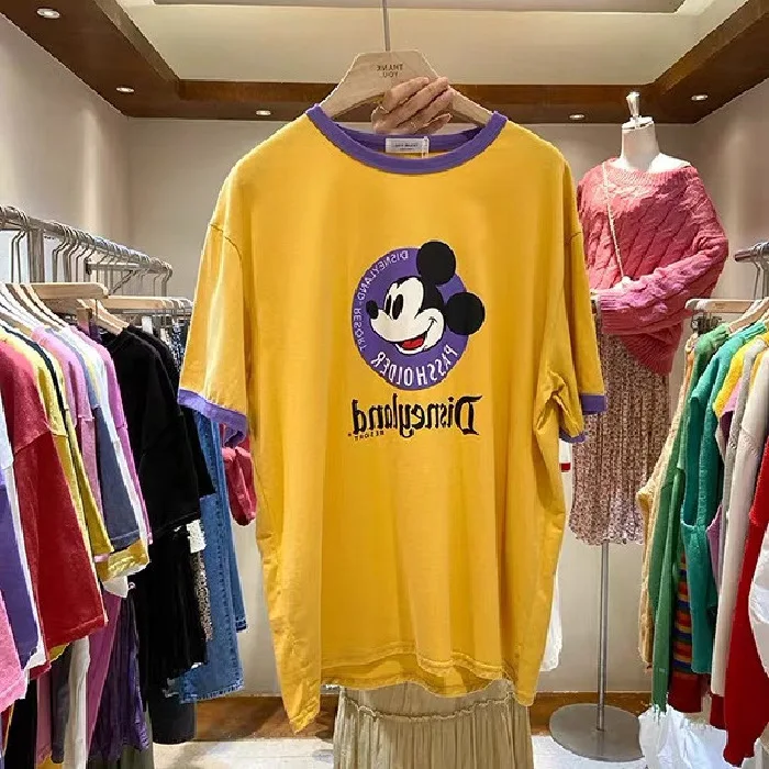2020 Naujas Vasaros Mickey Mouse Moterų Rašytas Spausdinimo trumparankoviai marškinėliai korėjos Stiliaus Prarasti Viršuje Dugno Marškinėliai Moterims Marškinėliai