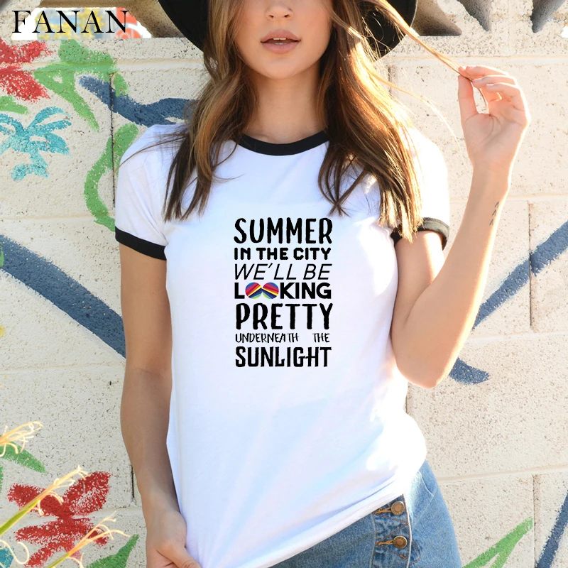 Dabar Jungtinės T marškinėliai Moterims 2020 Metų Vasaros Estetinės Mados Marškinėlius Grafinis Spausdinti Viršūnes, Gatvės, Hip Hop, T-marškinėliai Harajuku Drabužių Tees