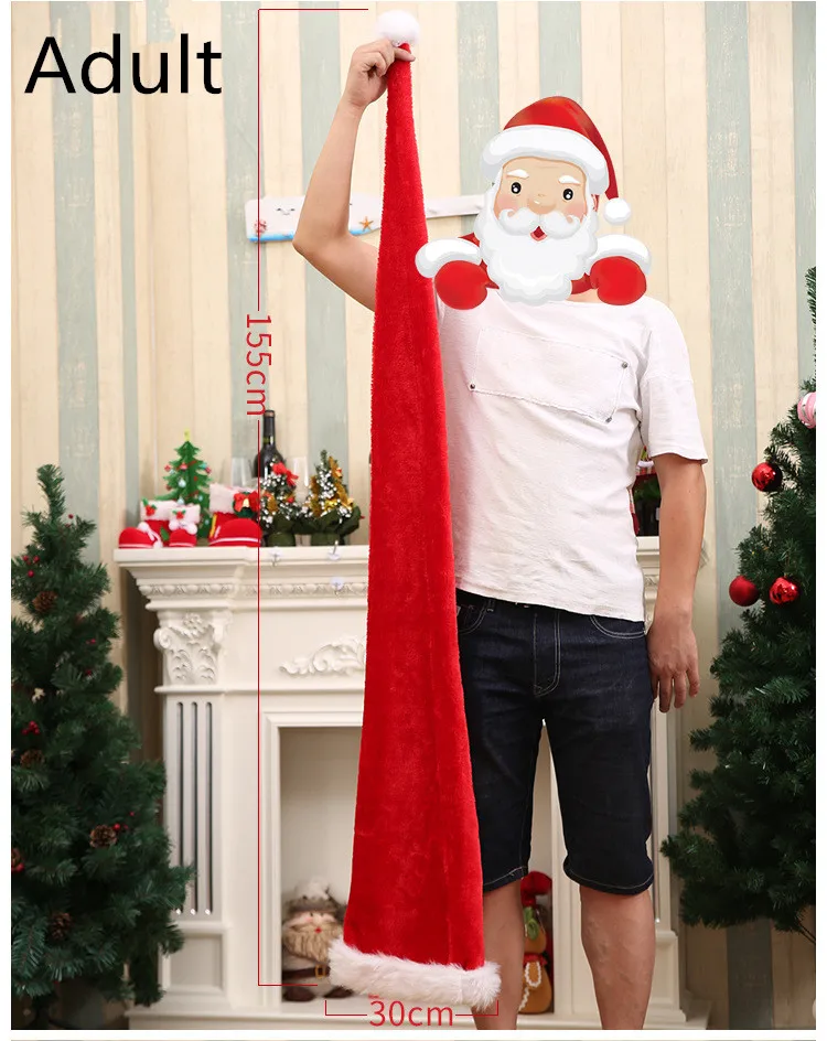 1PC Suaugusiems Vaikams Ilgai Kalėdų Skrybėlę Pliušinis Santa Claus Bžūp Naujųjų Metų Kalėdų Šalis Dekoro KU 243