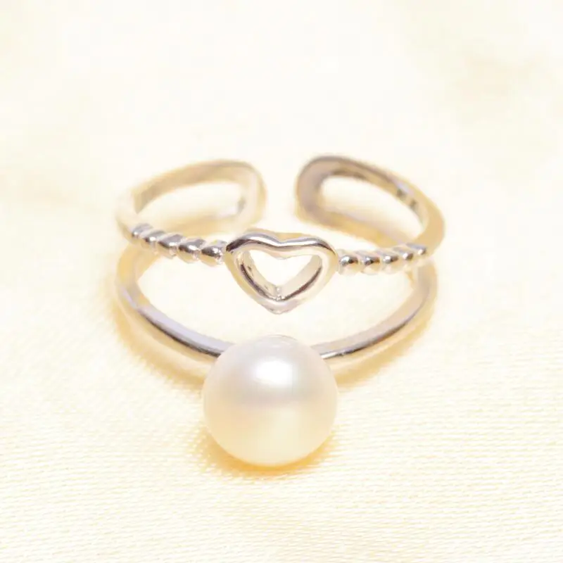 ASHIQI Natūralių Gėlavandenių Perlų Meilės Žiedai Moterims Nekilnojamojo 925 Sterlingas Sidabro Papuošalų Mados DOVANŲ Šalis