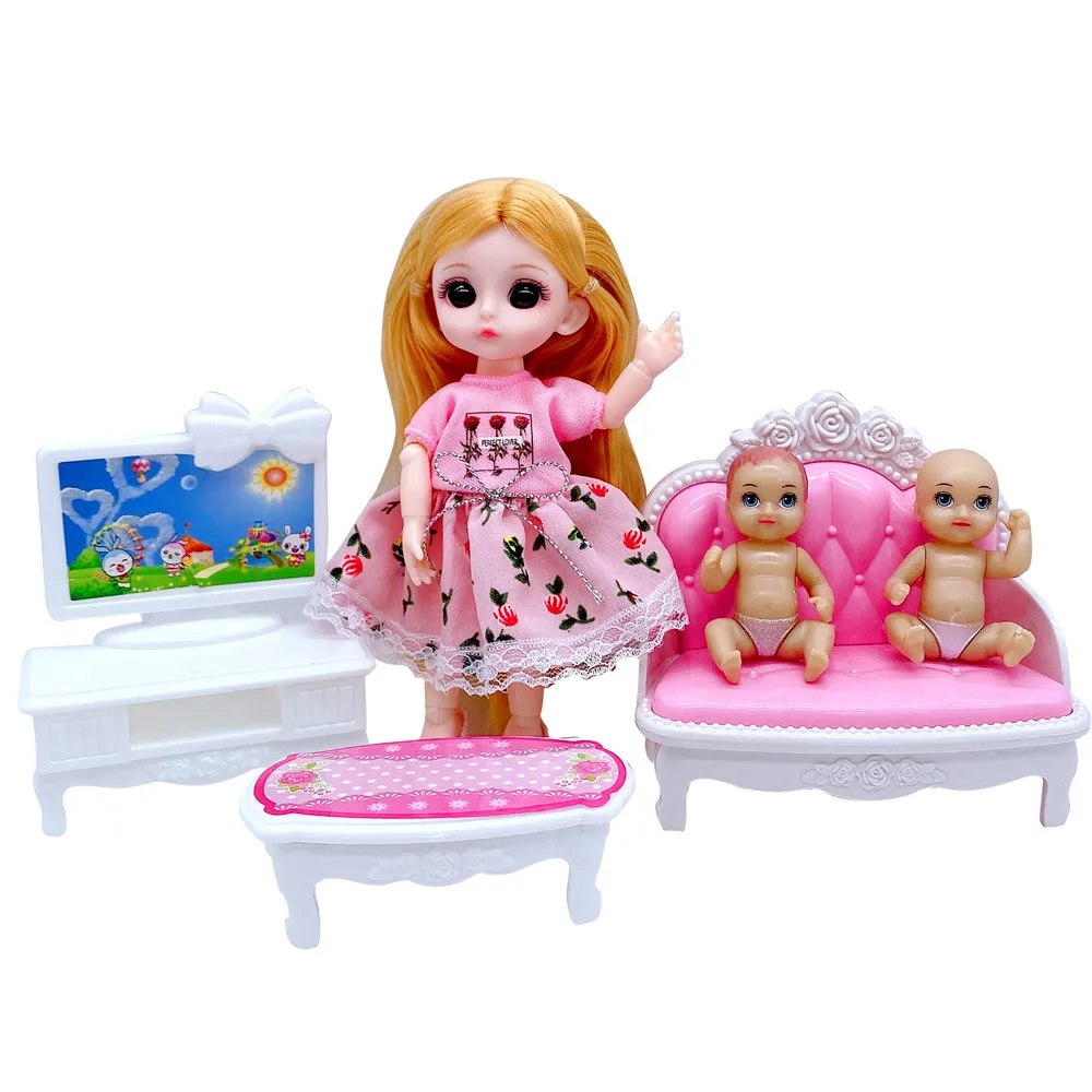 2020 16CM lėlės 13 kilnojamojo sąnarių mados princesė nustatyti sofa/TV/priedai įvairių spalvų plaukų mergina dovanos vaikams žaislų mergina-geriausia dovana