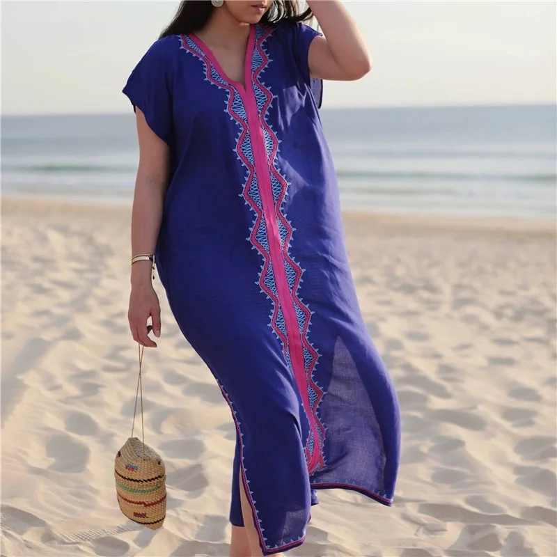 Moterų Ilgas, Maxi Padengti Ups Maudymosi Kostiumėlį Turkijos Etninės Spausdinti Kaftan Paplūdimio Suknelė