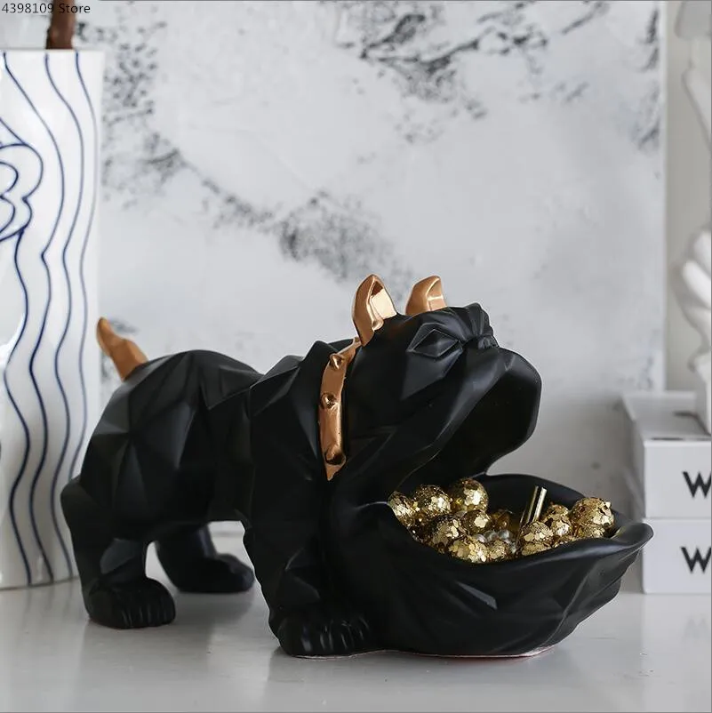 Šiaurės Laimingas Šuo Geometrinis Gyvūnų skulptūros Ornamentu Dekoravimui Kavos staliukas saldainiai patiekalas Durų batų klavišą saugojimo elementų ornamentais