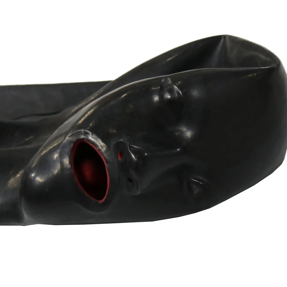3D latekso žmogaus kaukė fetišas gaubtu užmerktos akys fetišas gaubtu raudona mouthsheathtonguenosetube bdsm kaukė apribojimų sekso žaislai suaugusių žaidimai