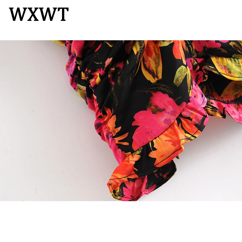 WXWT Naujas Moterų Romantiška Neon Atogrąžų Spausdinti Suknelė 2021 M. Vasarą Seksualus V-Kaklo Suspender Temperamentas Mini Suknelė LDZZ6371