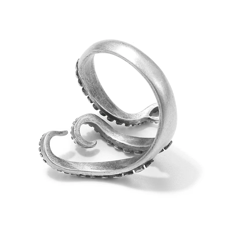 Aštuonkojo čiuptuvas Vyrų žiedai asmenybės Sterlingas sidabro 925 piršto žiedą Mados senovinių rankų darbo dizaino Steampunk papuošalai hipis