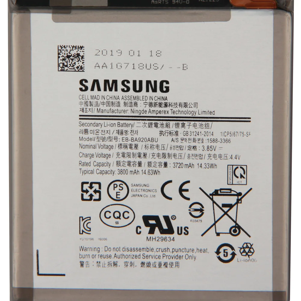 Samsung Originalus EB-BA920ABU Baterijos Samsung Galaxy A9s SM-A9200 2018 redakcija A9 A920F Pakeitimo Telefono Baterija 3800mAh