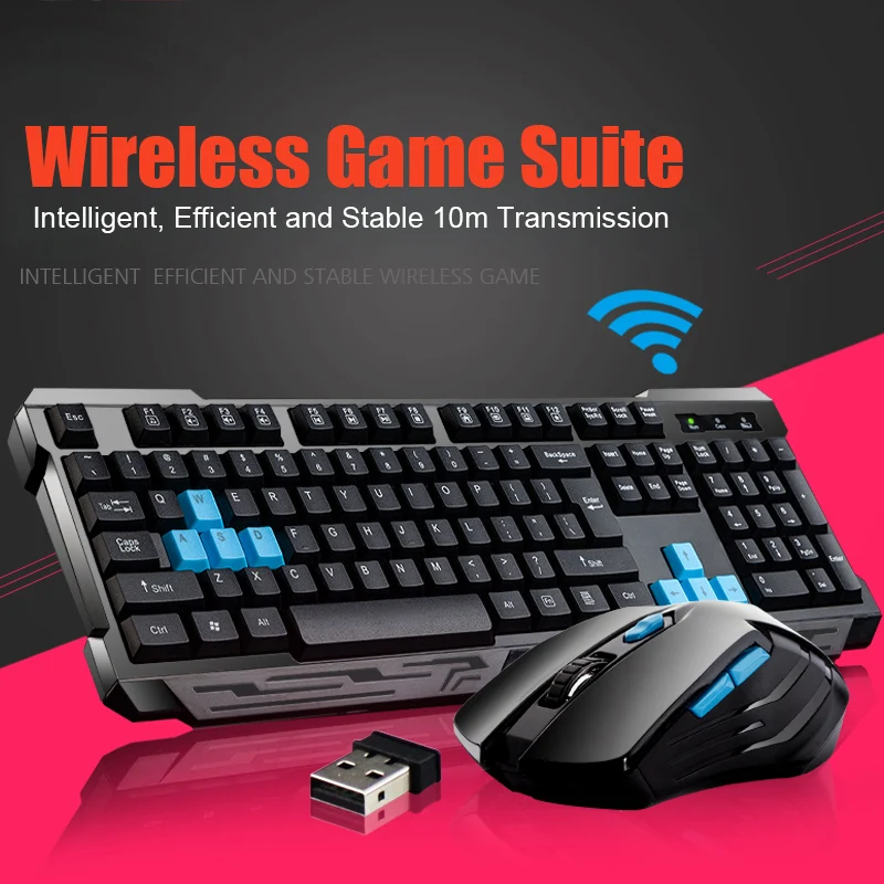 Klaviatūra, Pelė Combo Vandeniui Multimedijos 2.4 GHz Wireless Gaming Keyboard USB Bevielis susitarimo memorandumais GDeals
